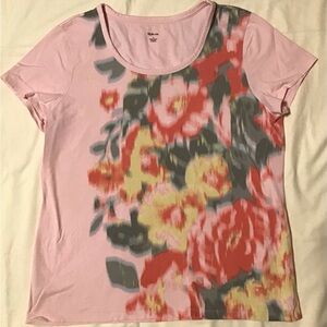 Style & Co. Pink Floral Short Sleeve Top
